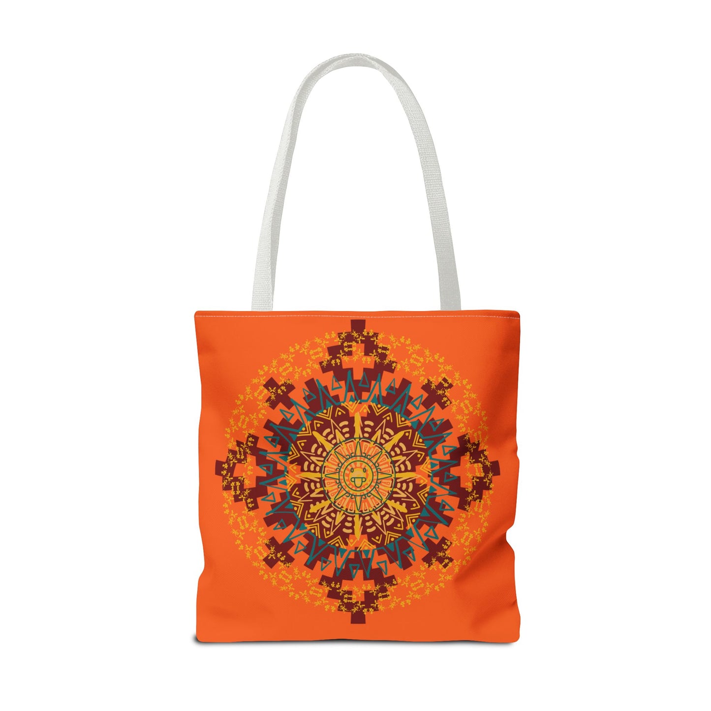 Vibrant Aztec/Mayan Calendar Inspired Mandala Tote Bag | Eco-Friendly Shopping Bag, Beach Bag, Gift for Her, Boho Style, Art Print Bag