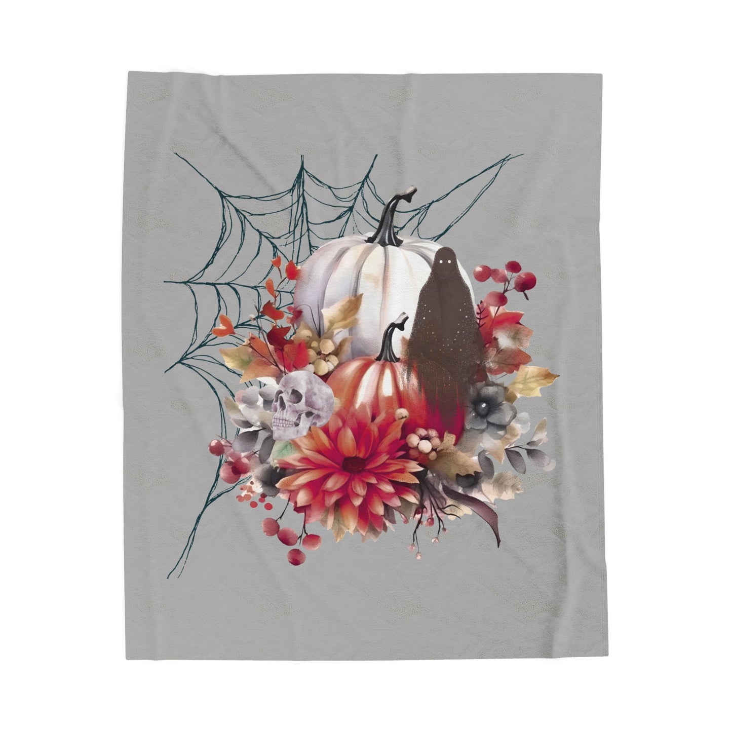 Cozy Fall Decor Velvet Blanket, Halloween Throw, Plush Blanket for Home, Seasonal Blanket, Pumpkin Design Blanket