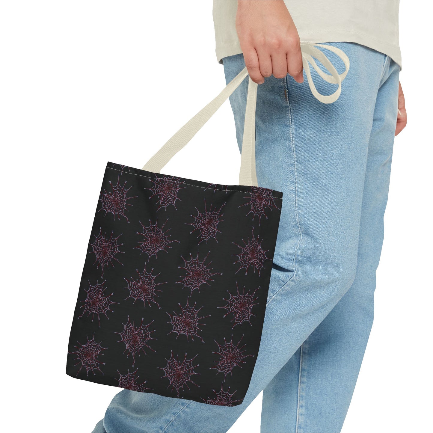 Chic Black and red Heart Web Tote Bag, Stylish Grocery Bag, Eco-Friendly Shopping Tote, Gift Bag for Her, Casual Beach Bag