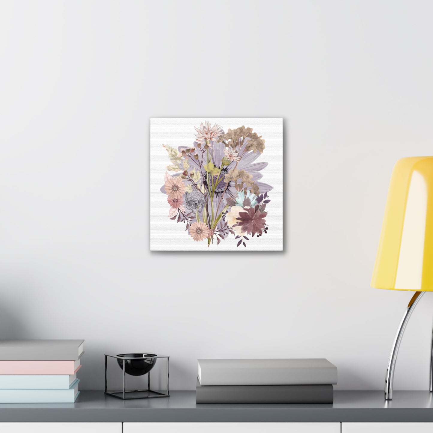 Floral Skull Canvas Art, Wall Decor, Modern Home Decor, Gift for Her, Nature-Inspired Wall Art, Boho Art Print