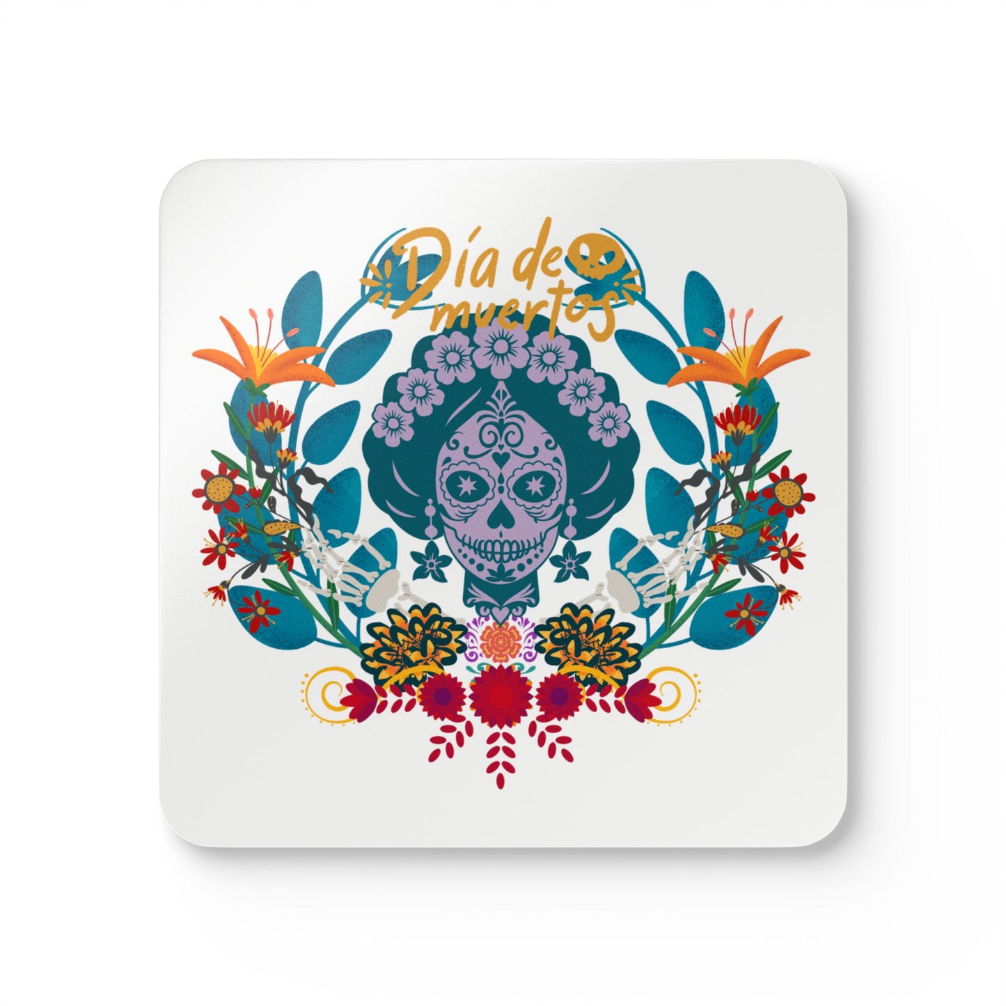 Dia de los Muertos - white Corkwood Coaster Set