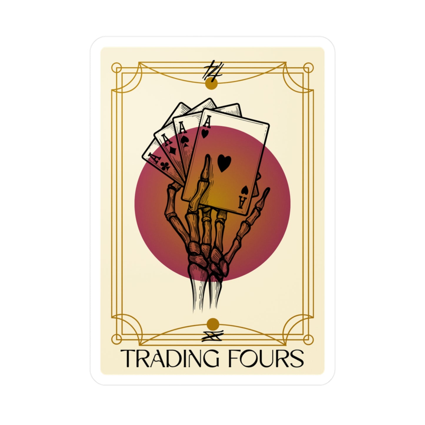 Bone Hand Trading Fours Vinyl Decals, Perfect for Home Decor, Card Game Lovers, Gifts, Halloween Decor, Unique Wall Art
