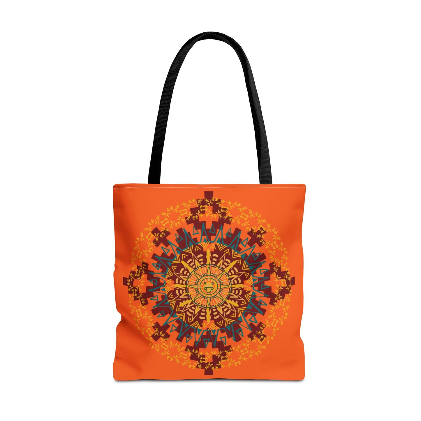 Vibrant Aztec/Mayan Calendar Inspired Mandala Tote Bag | Eco-Friendly Shopping Bag, Beach Bag, Gift for Her, Boho Style, Art Print Bag