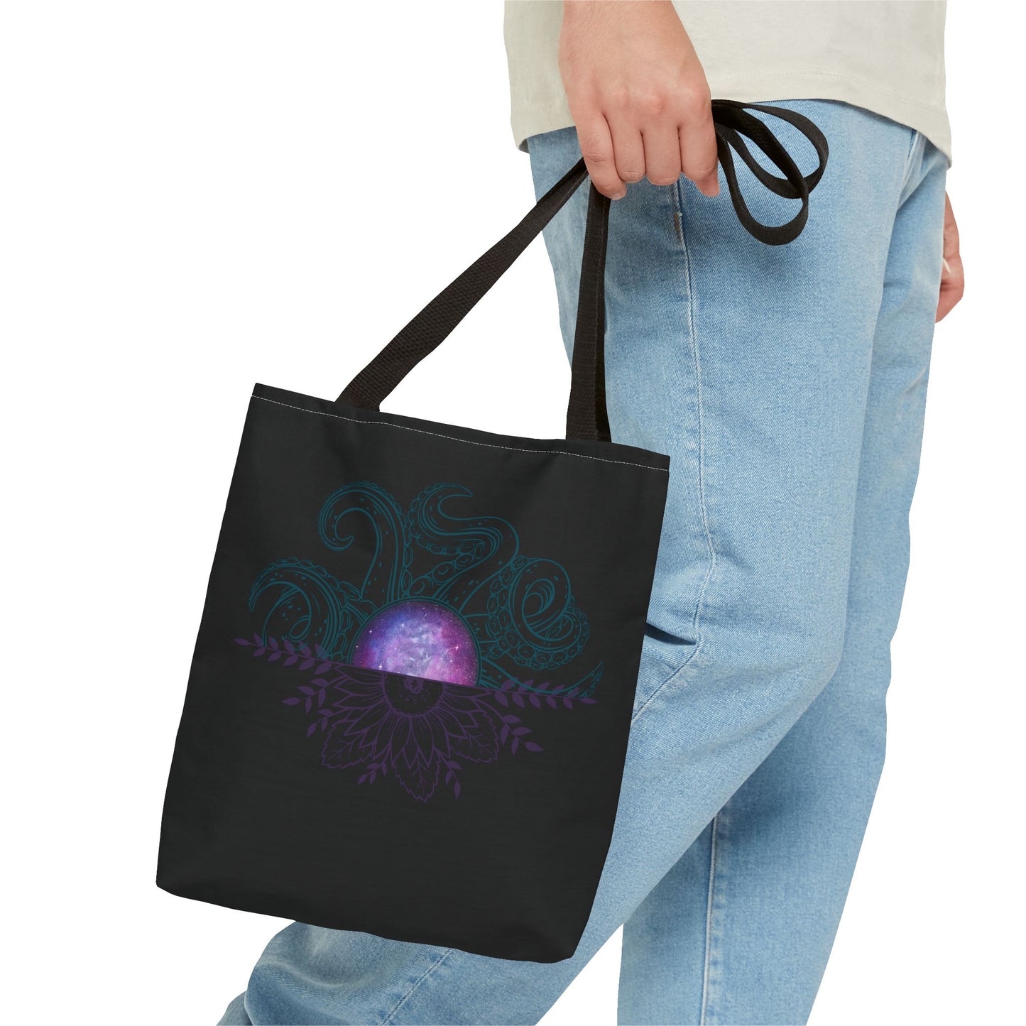 Cosmic Octopus Tote Bag - Celestial Sea Creature Design, Eco-Friendly Shopping, Beach Trip Bag, Gift for Ocean Lovers