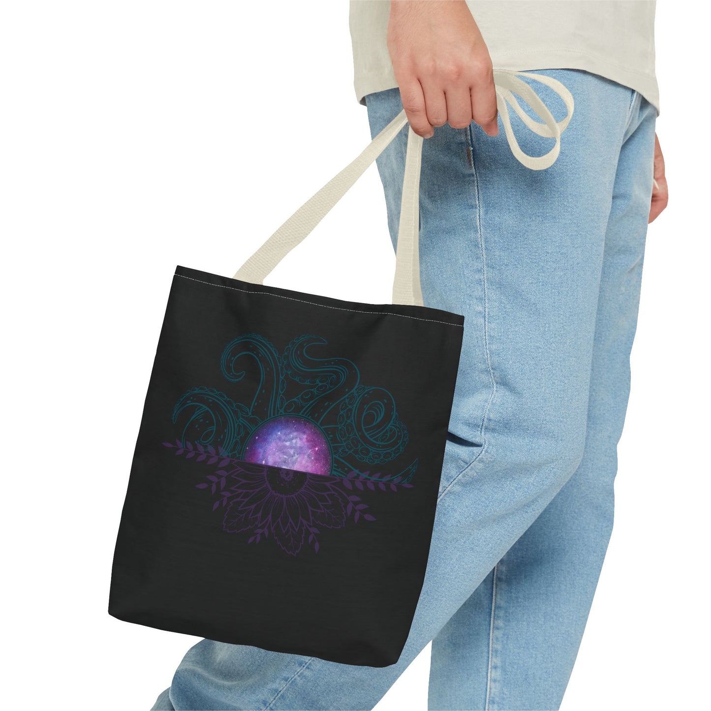 Cosmic Octopus Tote Bag - Celestial Sea Creature Design, Eco-Friendly Shopping, Beach Trip Bag, Gift for Ocean Lovers
