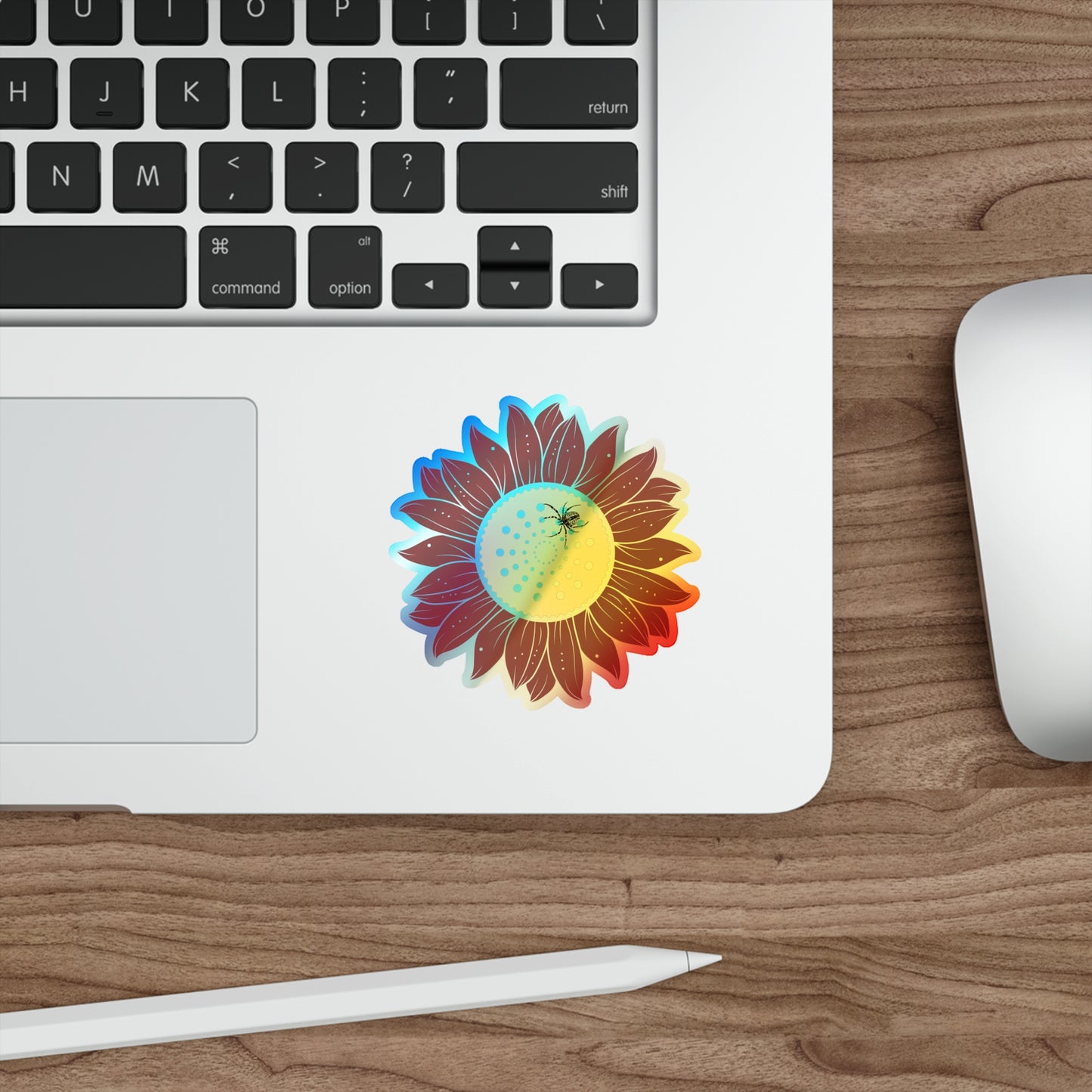 Sunflower Vibrant Holographic Floral Die-Cut Stickers, Fun Decor for Laptops, Skateboards, Gifts, Journals, Scrapbooking