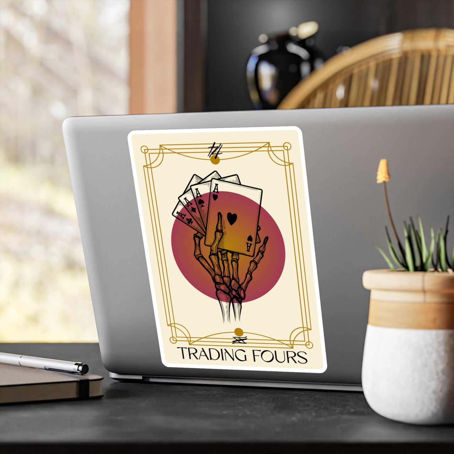 Trading Fours Band Unique Vinyl Decals for Home Decor, Gifts, Stickers for Card Players, Wall Art, Trading Fours Design