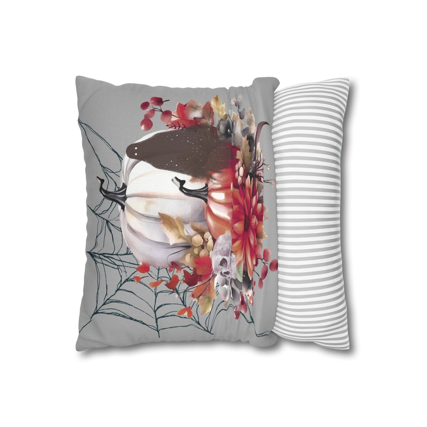 Halloween Floral Pillowcase, Cozy Fall Decor, Autumn Home Accent, Pumpkin Vibes, Ghost Art, Seasonal Gift