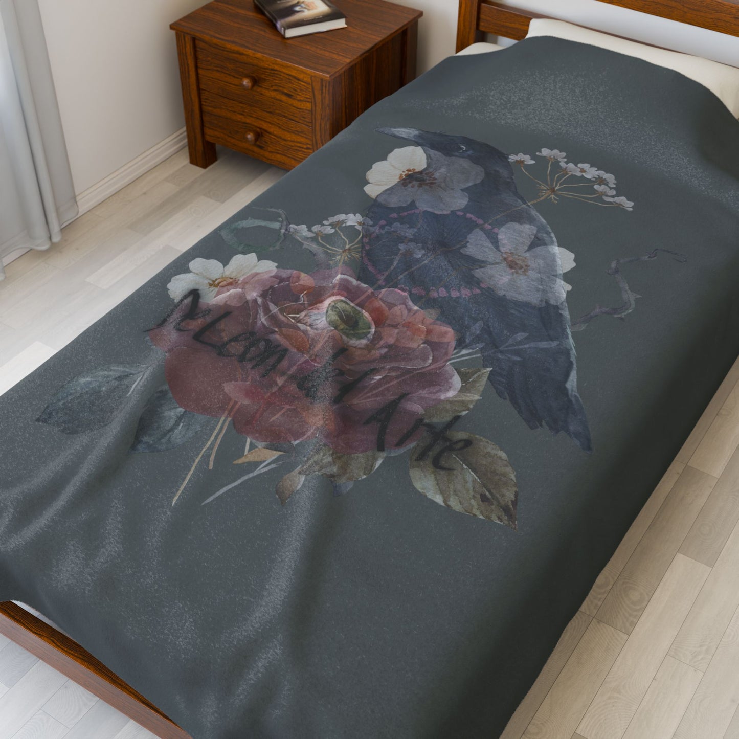 Artistic Velveteen Plush Blanket with Floral Design, Cozy Throw for Home Decor, Gift for Art Lovers, Warm Blanket, Bed or Couch Accessory