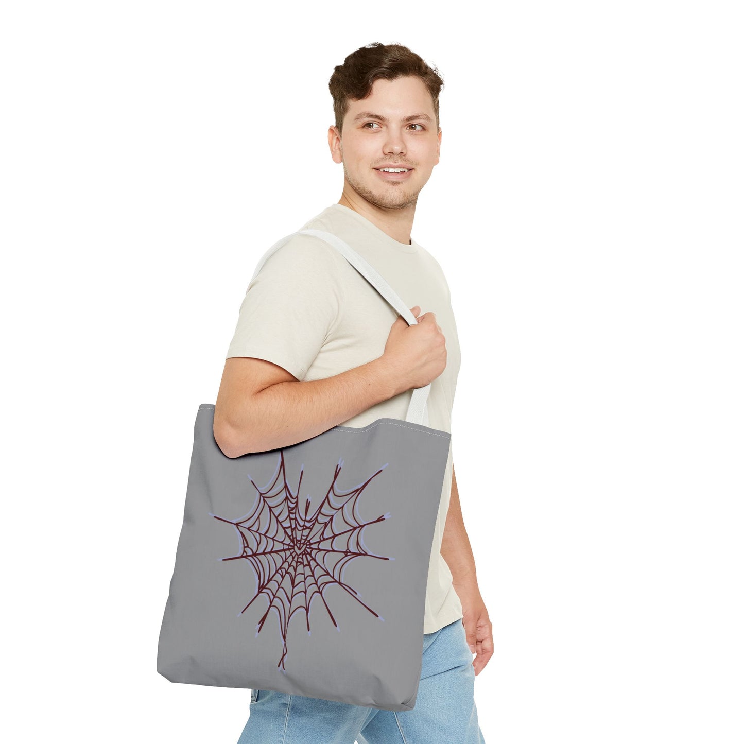 Spooky Spiderweb Tote Bag, Halloween Accessories, Eco-Friendly Tote, Fun Chic Bag, Holiday Gift, Daily Use