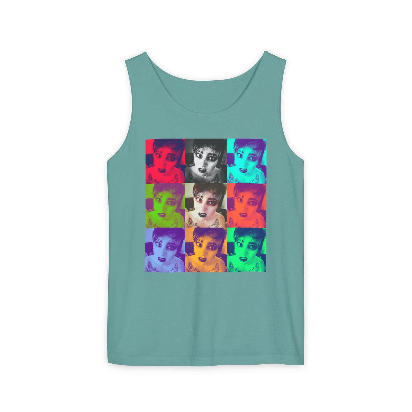 Vibrant Pop Art Tank Top, Unisex Garment-Dyed Sleeveless Tee, Fun Summer Essential, Beach Party Wear, Cool Gift Idea