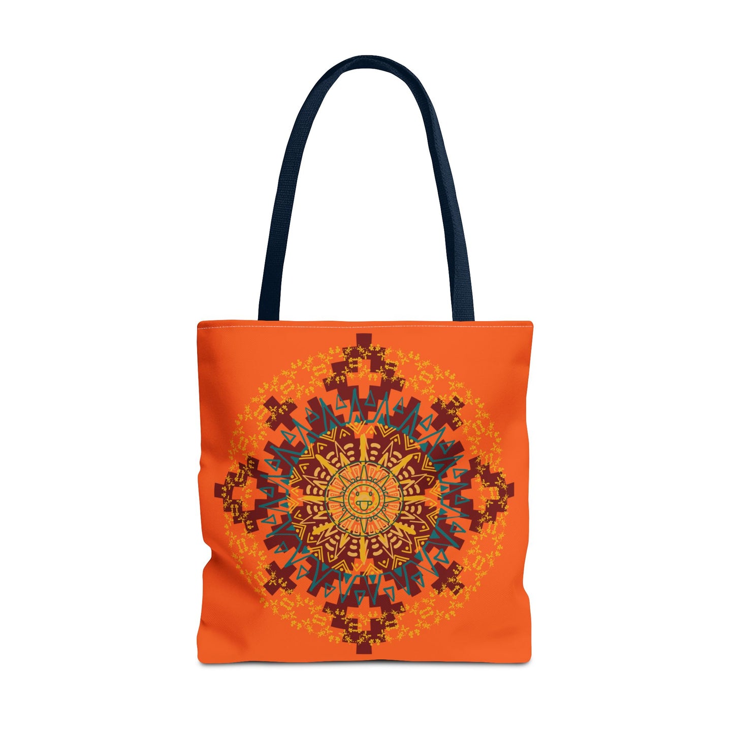 Vibrant Aztec/Mayan Calendar Inspired Mandala Tote Bag | Eco-Friendly Shopping Bag, Beach Bag, Gift for Her, Boho Style, Art Print Bag