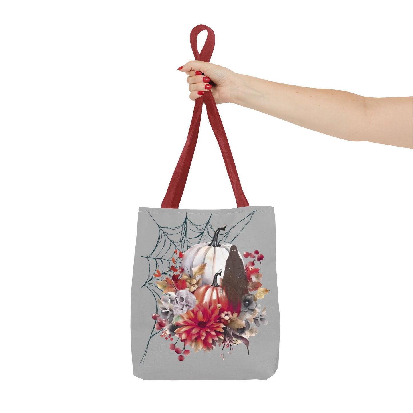 Halloween Floral Tote Bag | Spooky Fall Accessories, Trick or Treat Bag, Book Tote, Autumn Gift, Eco-Friendly Tote