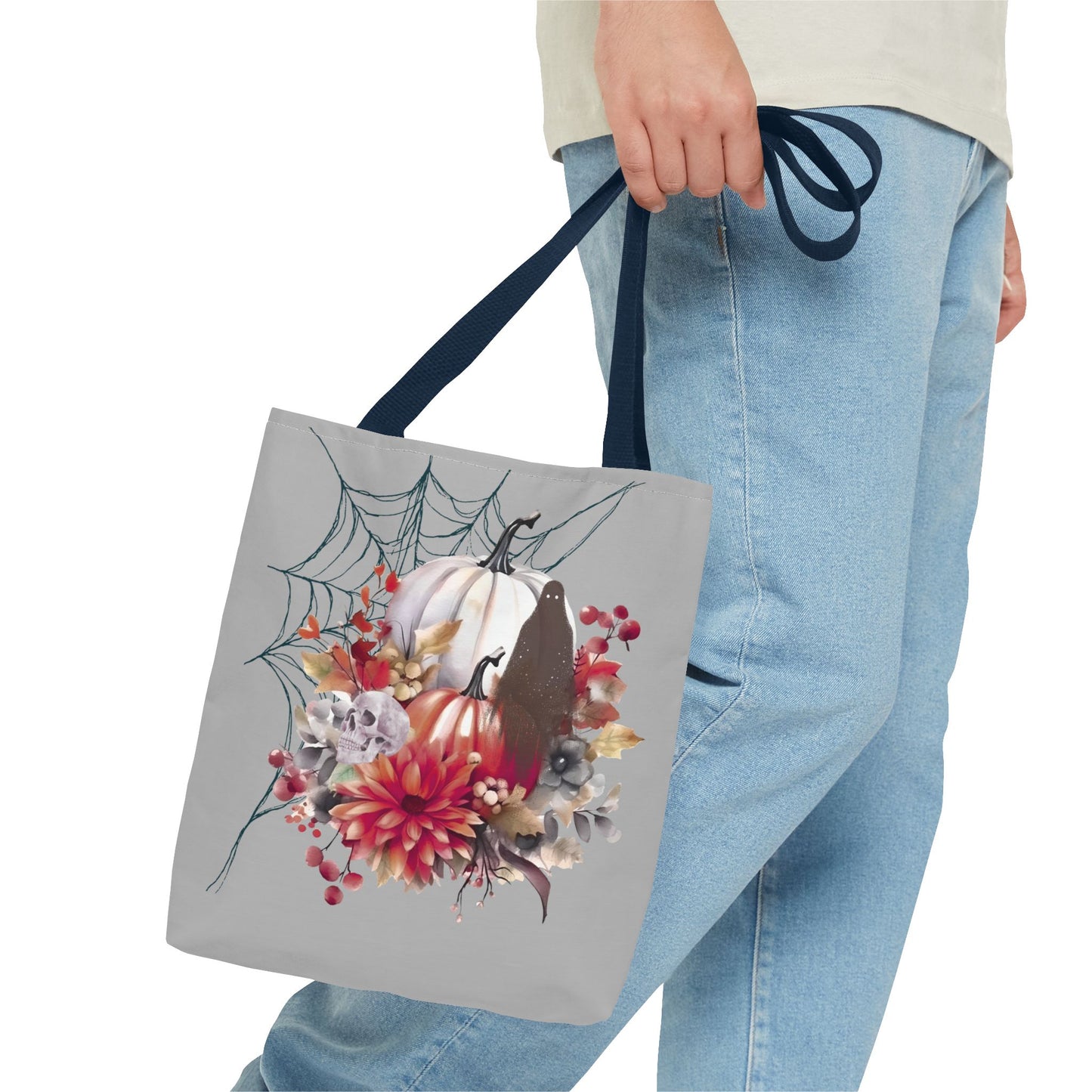 Halloween Floral Tote Bag | Spooky Fall Accessories, Trick or Treat Bag, Book Tote, Autumn Gift, Eco-Friendly Tote
