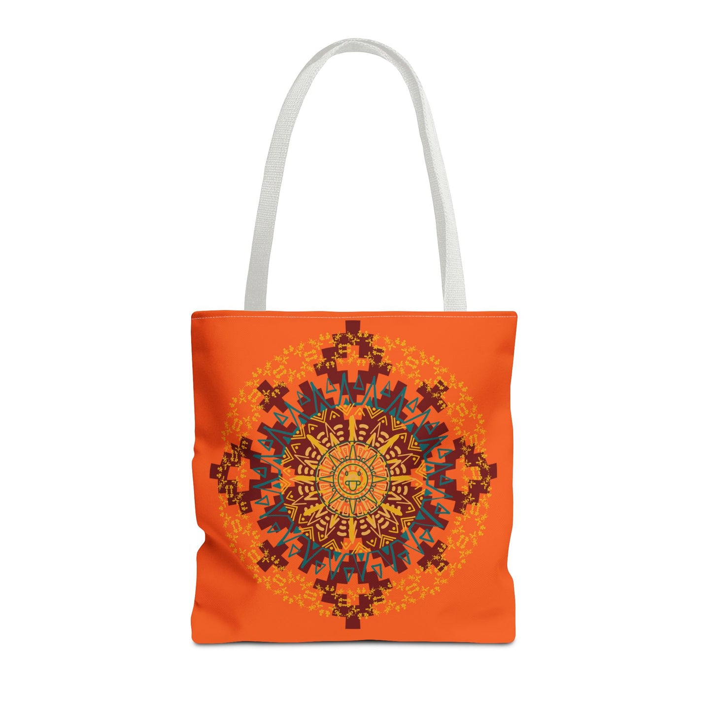 Vibrant Aztec/Mayan Calendar Inspired Mandala Tote Bag | Eco-Friendly Shopping Bag, Beach Bag, Gift for Her, Boho Style, Art Print Bag