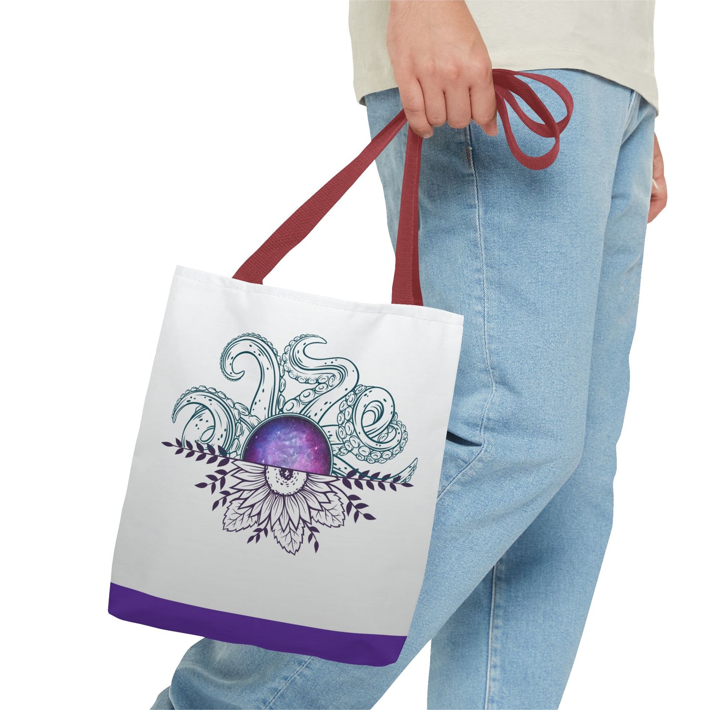 Whimsical Octopus Floral Tote Bag, Beach Bag, Grocery Tote, Eco-Friendly Bag, Gift for Ocean Lovers, Unique Art Carryall
