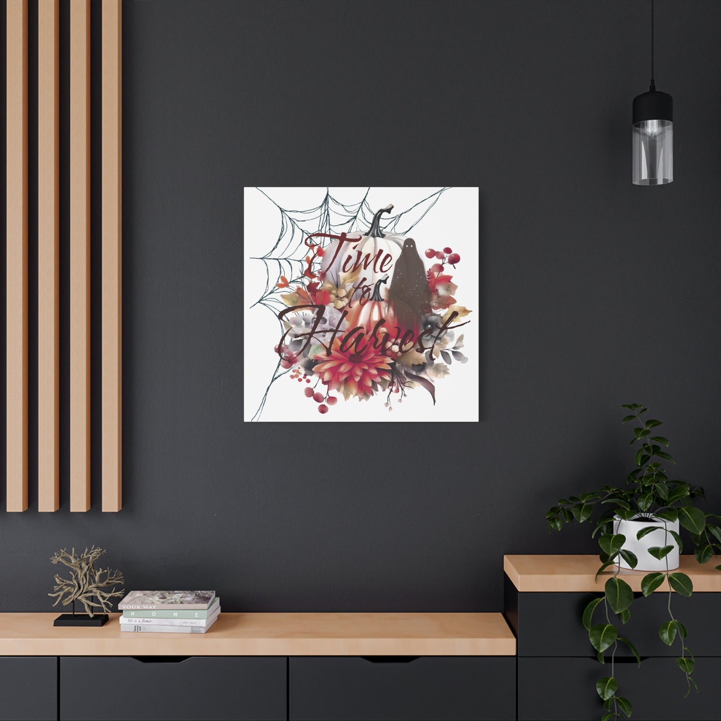 Autumn Wall Art, Halloween Canvas, Seasonal Decor, Fall Home Decor, Time for Harvest Print, Cozy Living Room Accent