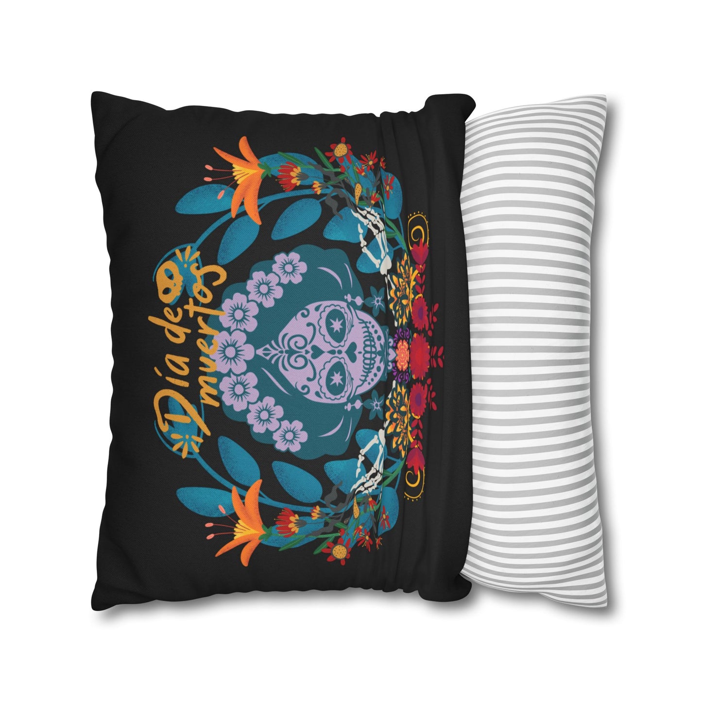 Day of the Dead Pillowcase, Decorative Cushion Cover, Halloween Decor, Mexican Celebration, Sugar Skull Bedding