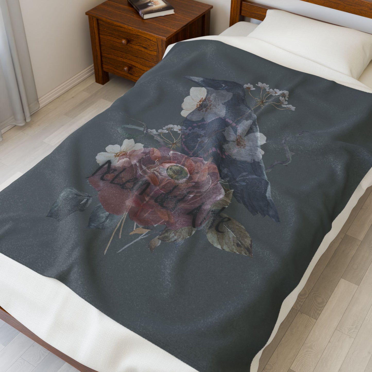 Artistic Velveteen Plush Blanket with Floral Design, Cozy Throw for Home Decor, Gift for Art Lovers, Warm Blanket, Bed or Couch Accessory
