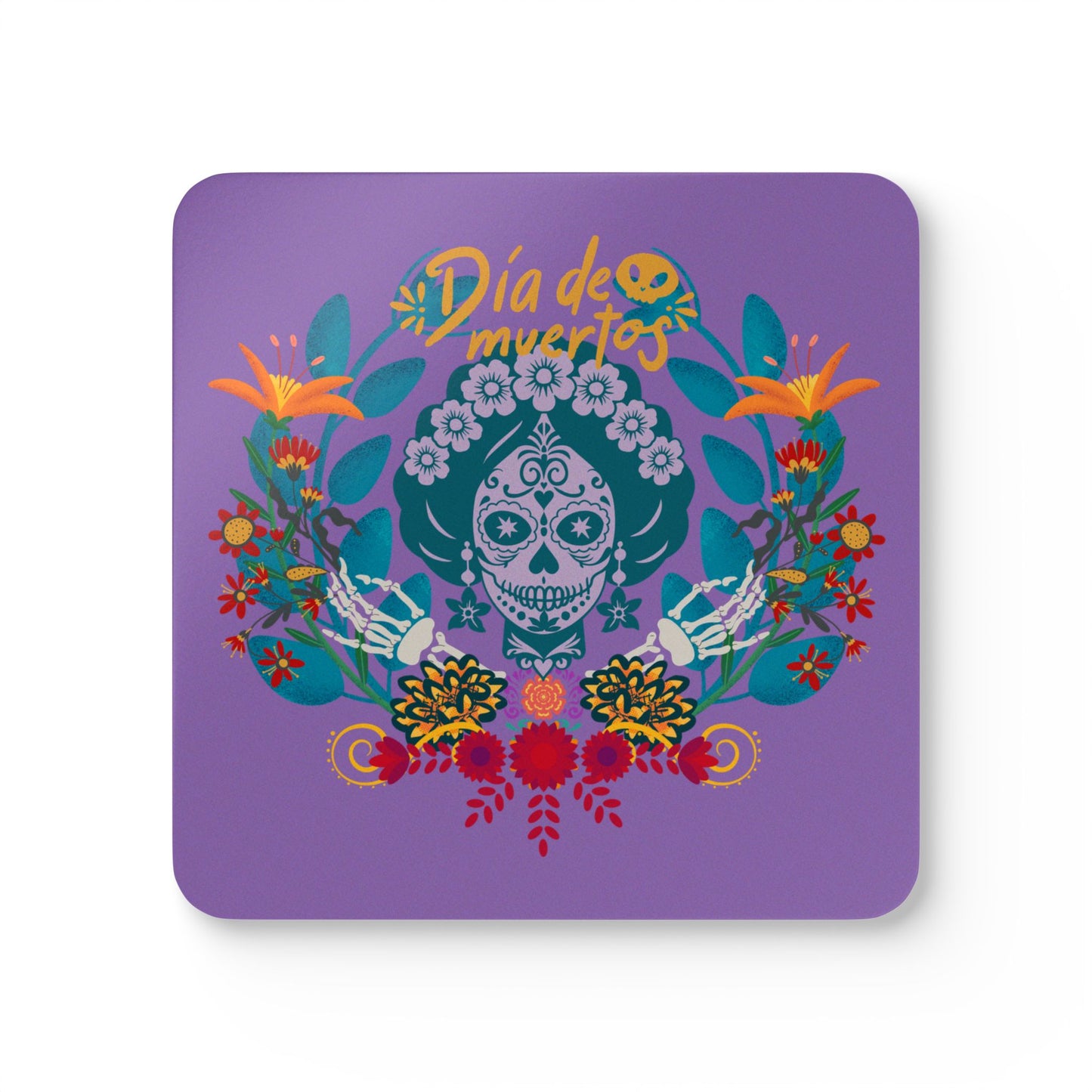 Dia de los Meurtos - purple Corkwood Coaster Set