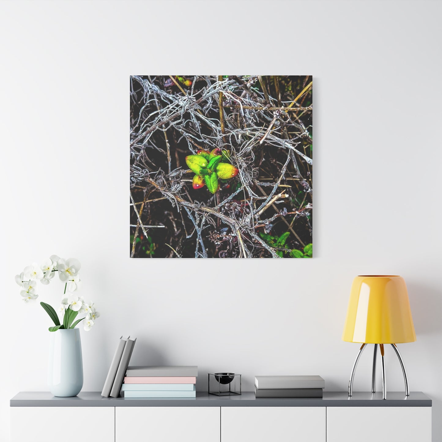 Vibrant Nature Art Canvas, Green Buds Home Decor, Botanical Wall Art, Gift for Plant Lovers, Modern Interior Decor