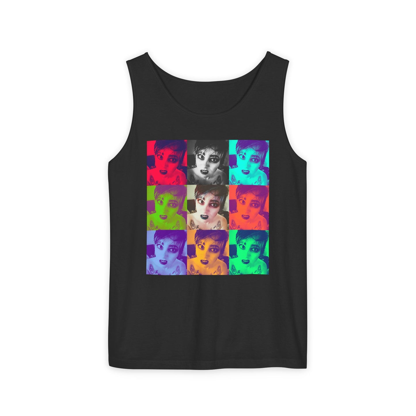 Vibrant Pop Art Tank Top, Unisex Garment-Dyed Sleeveless Tee, Fun Summer Essential, Beach Party Wear, Cool Gift Idea