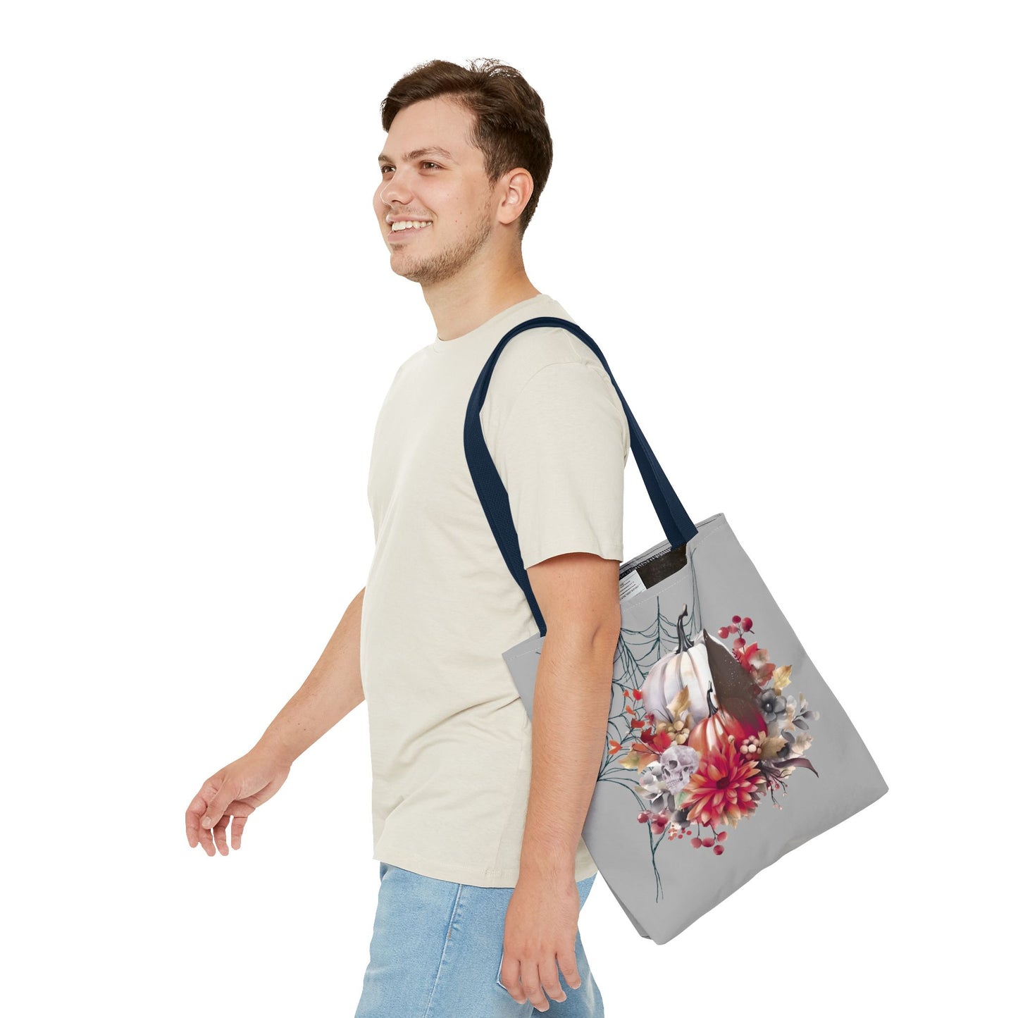Halloween Floral Tote Bag | Spooky Fall Accessories, Trick or Treat Bag, Book Tote, Autumn Gift, Eco-Friendly Tote
