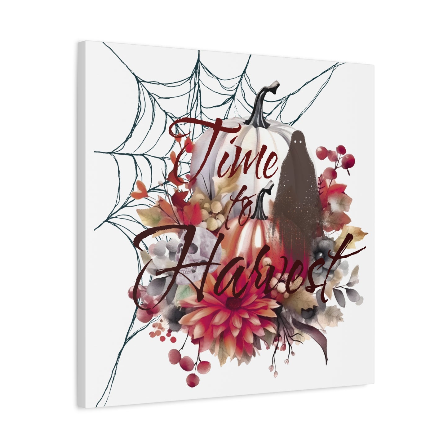 Autumn Wall Art, Halloween Canvas, Seasonal Decor, Fall Home Decor, Time for Harvest Print, Cozy Living Room Accent
