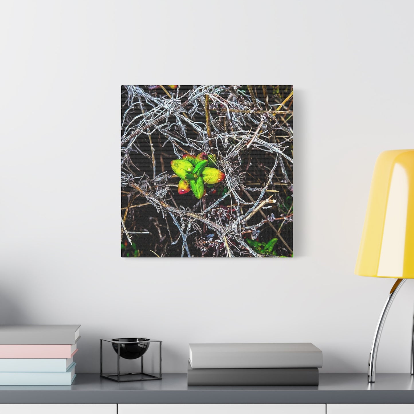 Vibrant Nature Art Canvas, Green Buds Home Decor, Botanical Wall Art, Gift for Plant Lovers, Modern Interior Decor