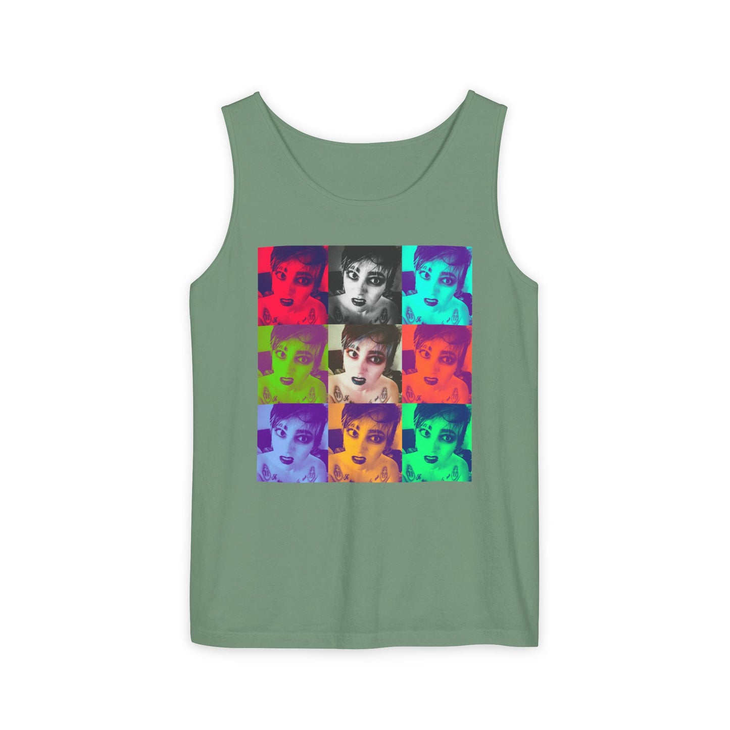 Vibrant Pop Art Tank Top, Unisex Garment-Dyed Sleeveless Tee, Fun Summer Essential, Beach Party Wear, Cool Gift Idea