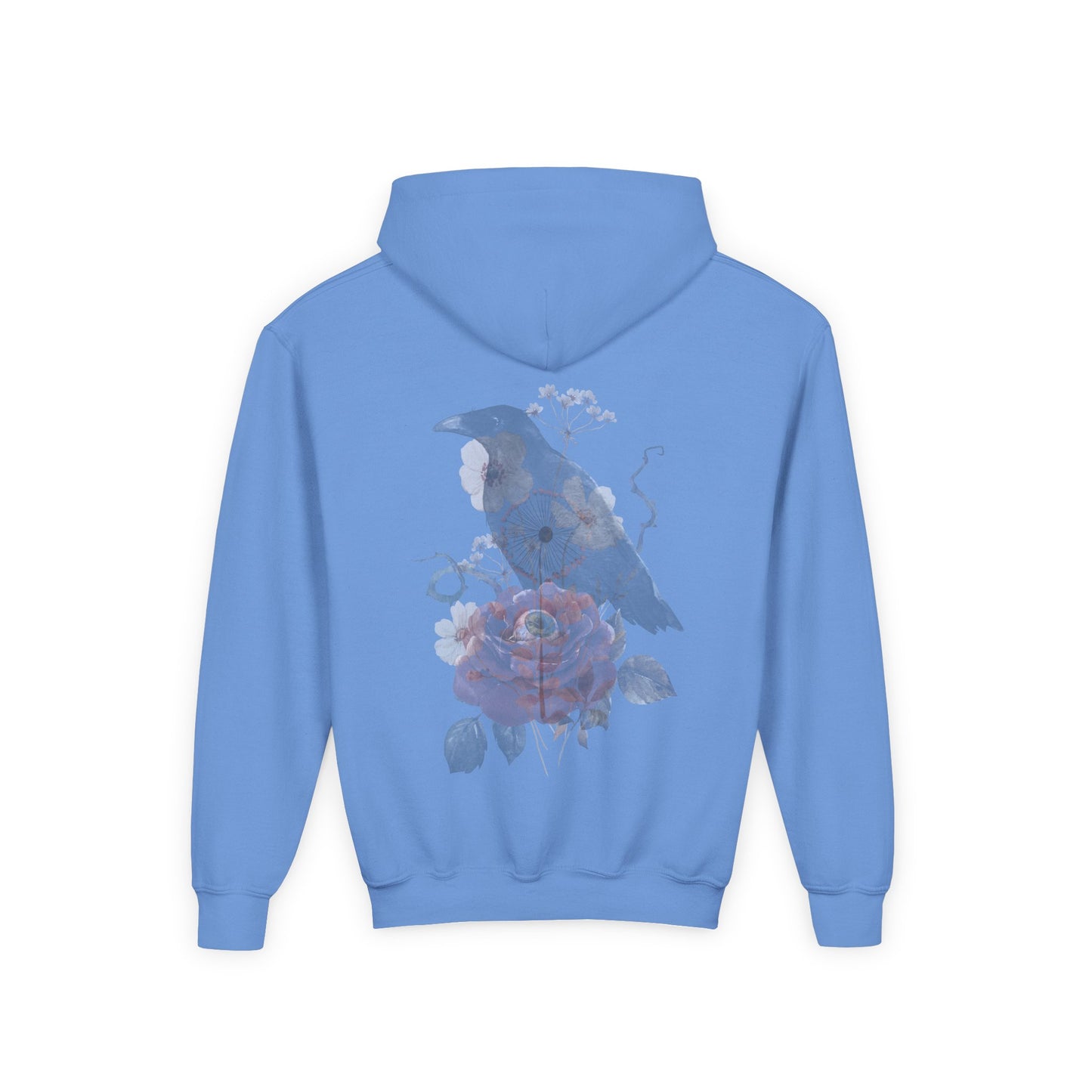 Floral Raven Youth Hoodie | Cozy Sweatshirt for Kids | Gift for Bird Lovers, Fall Fashion, Nature-Inspired Apparel