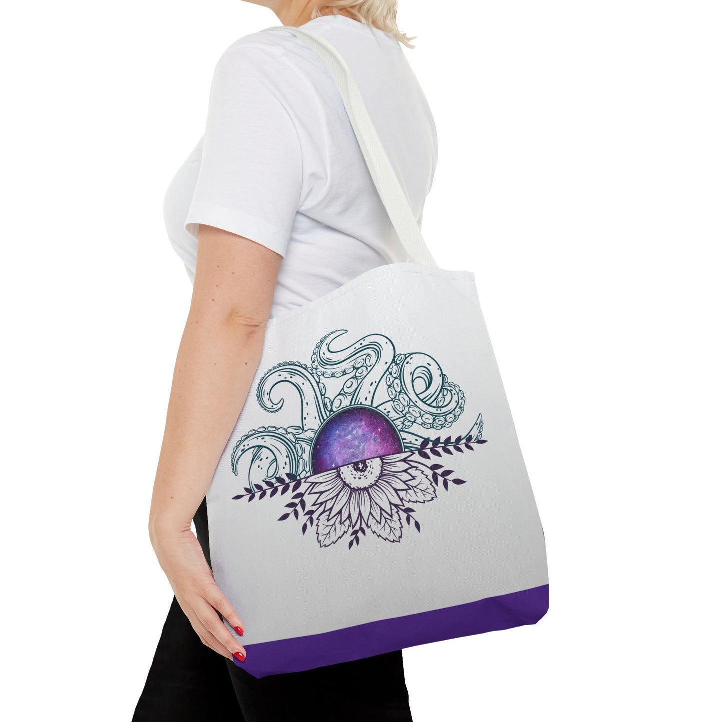 Whimsical Octopus Floral Tote Bag, Beach Bag, Grocery Tote, Eco-Friendly Bag, Gift for Ocean Lovers, Unique Art Carryall