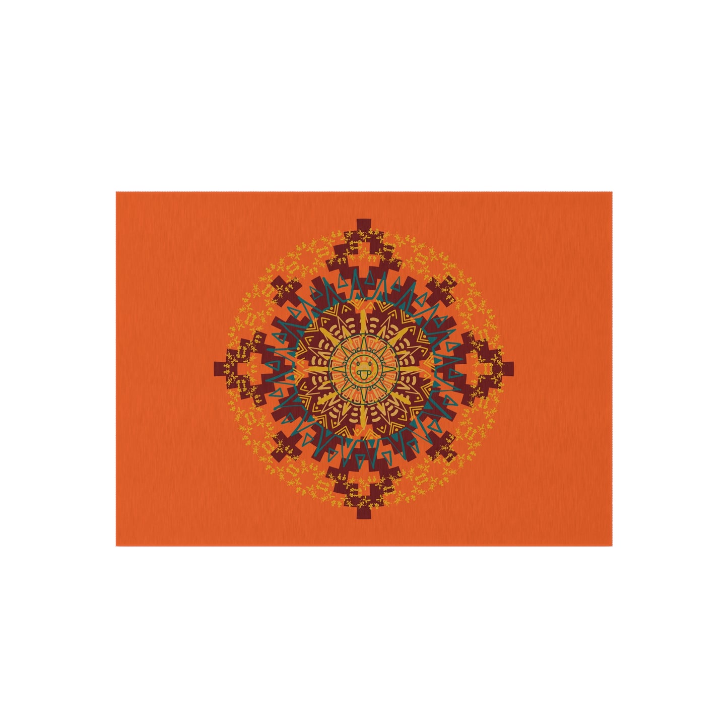 Stylish Outdoor Rug for Patios, Bright Mandala Design, Garden Decor, Ideal for Picnics, Festivals, and Outdoor Gatherings, Weather-Resistant