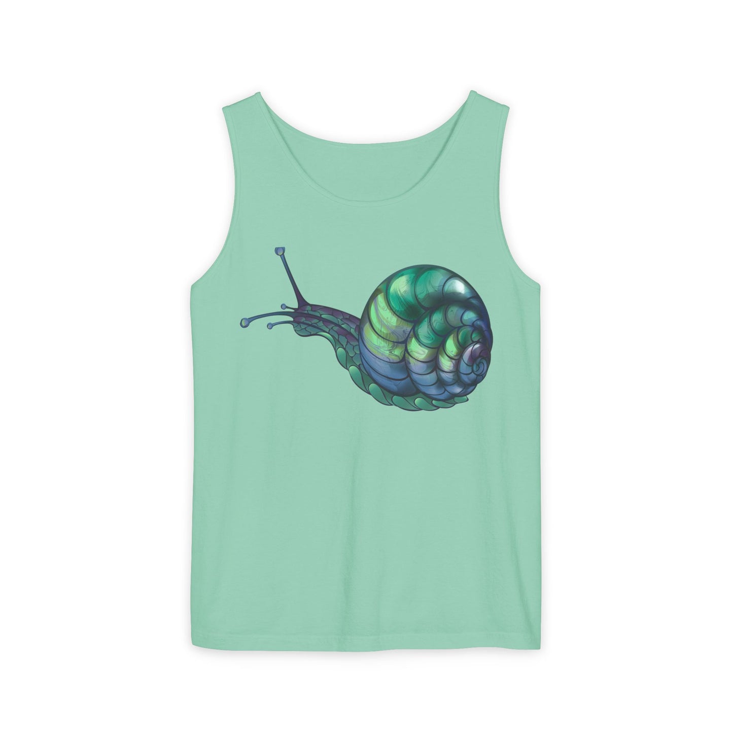 Snail Art Unisex Tank Top, Trendy Graphic Tee, Summer Fashion, Eco-Friendly Apparel, Beachwear, Gift for Nature Lovers