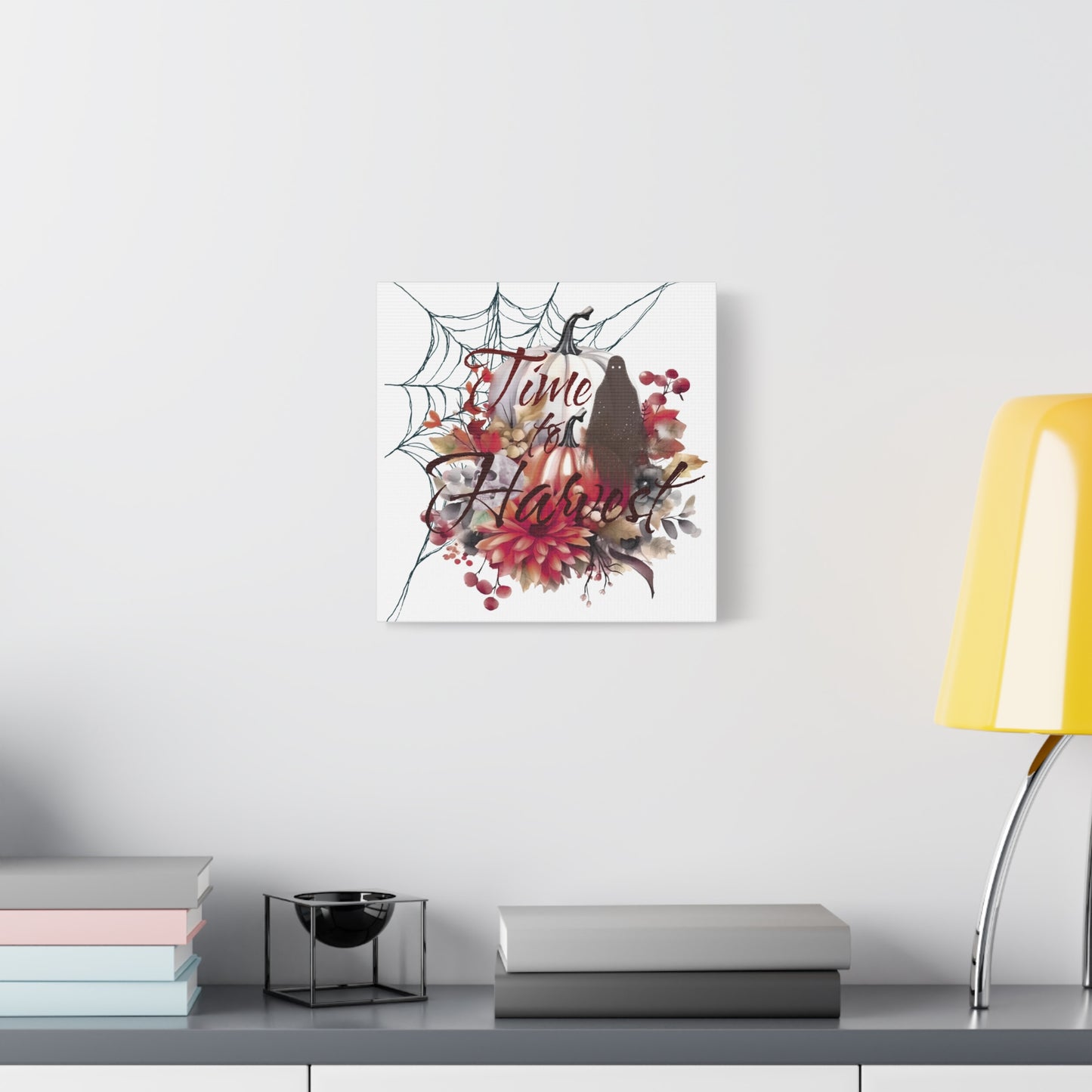 Autumn Wall Art, Halloween Canvas, Seasonal Decor, Fall Home Decor, Time for Harvest Print, Cozy Living Room Accent
