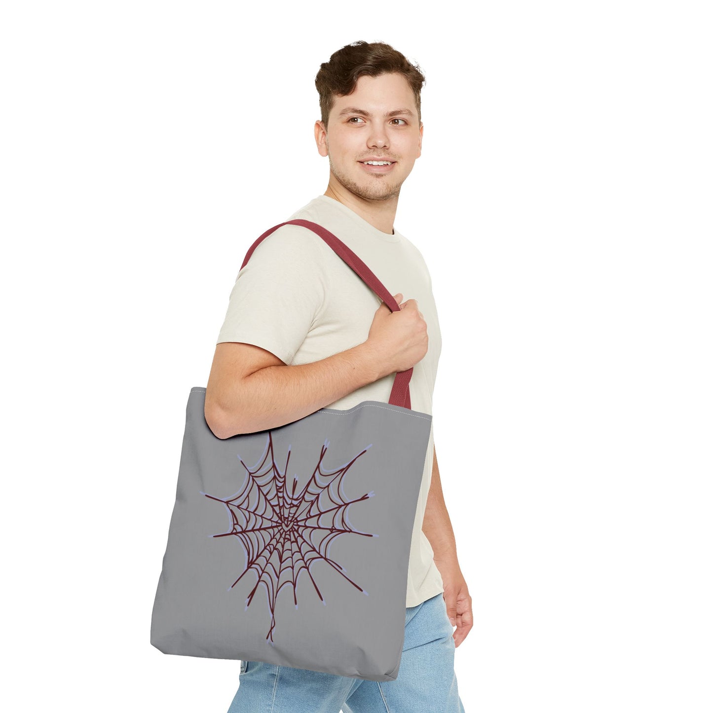 Spooky Spiderweb Tote Bag, Halloween Accessories, Eco-Friendly Tote, Fun Chic Bag, Holiday Gift, Daily Use