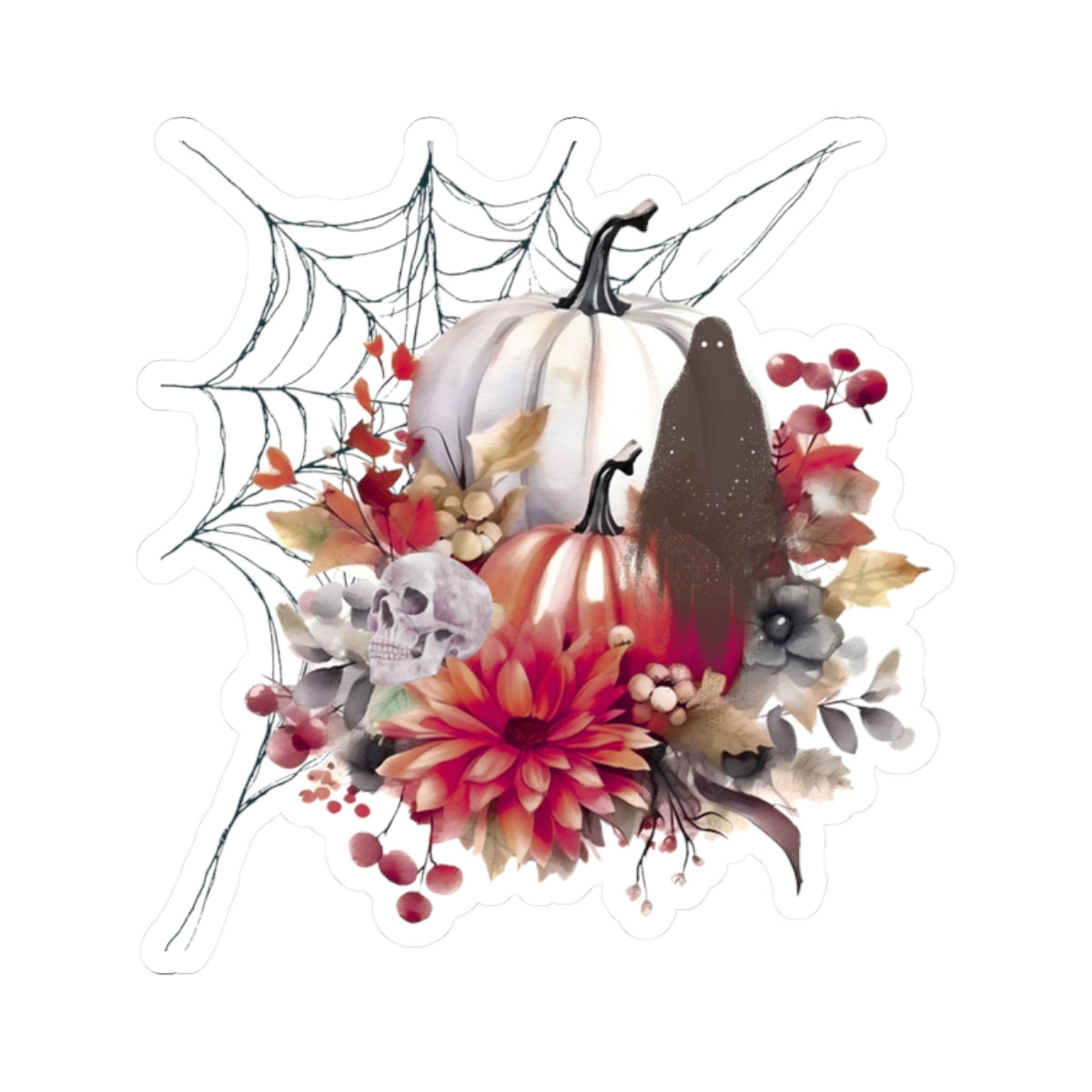 Autumn Ghost Kiss-Cut Stickers - Perfect for Fall Decor, Halloween, Scrapbooking, Laptop Decor, and Gifts