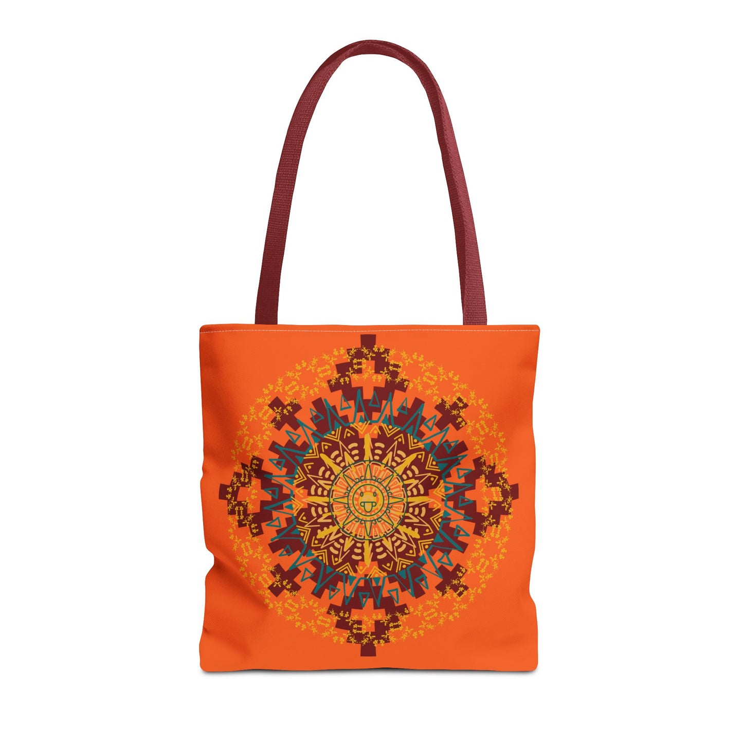 Vibrant Aztec/Mayan Calendar Inspired Mandala Tote Bag | Eco-Friendly Shopping Bag, Beach Bag, Gift for Her, Boho Style, Art Print Bag