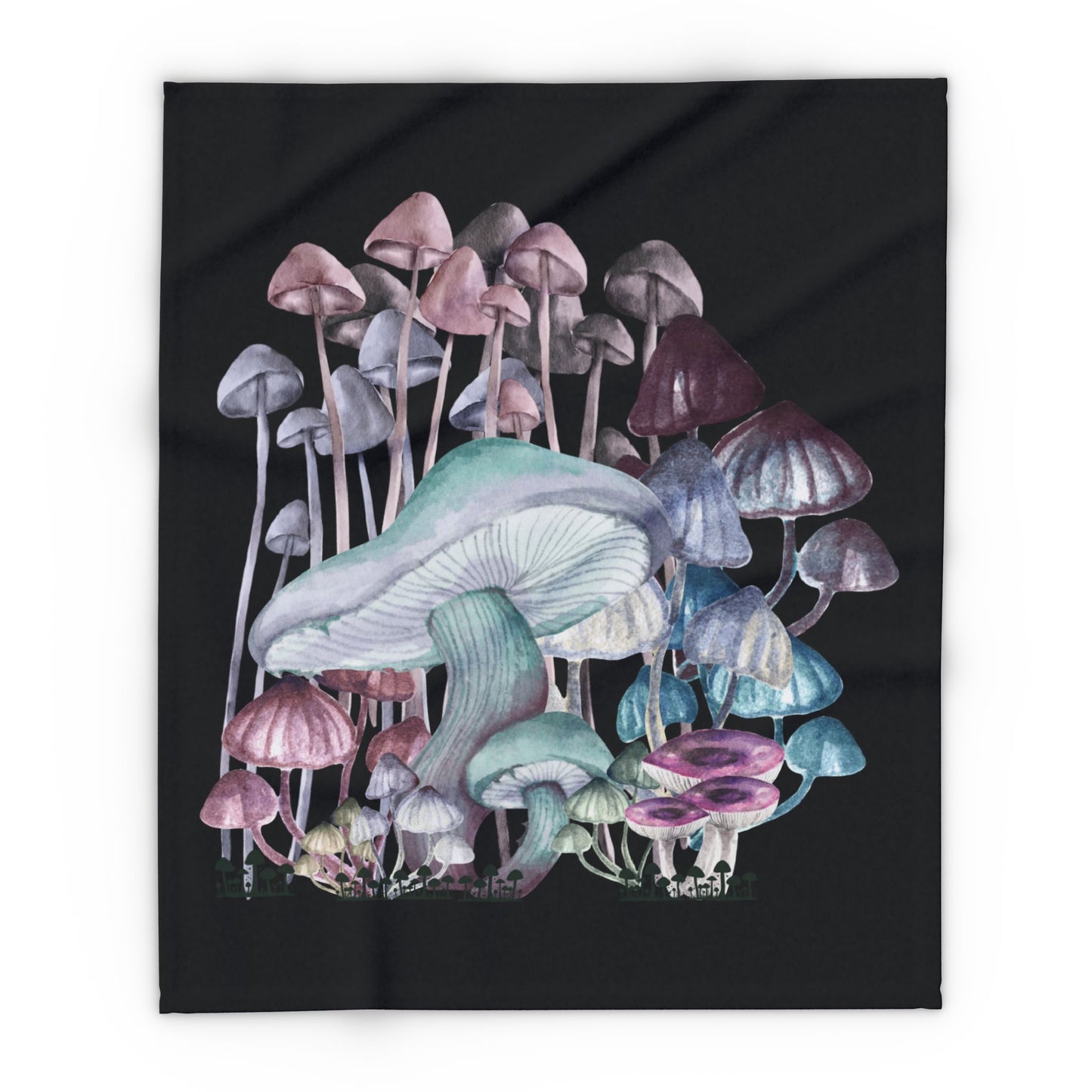 Mushroom Art Fleece Blanket, Cozy Home Decor, Gift for Nature Lovers, Boho Living Room Throw, Unique Wall Hanging