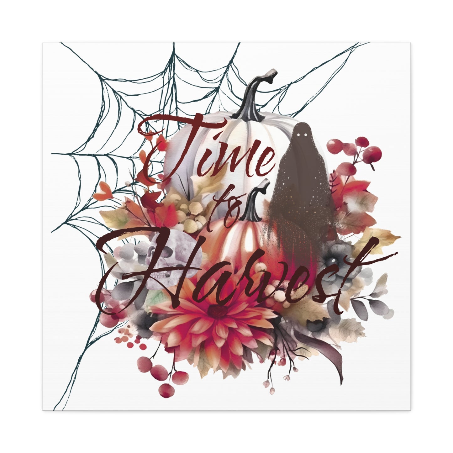 Autumn Wall Art, Halloween Canvas, Seasonal Decor, Fall Home Decor, Time for Harvest Print, Cozy Living Room Accent