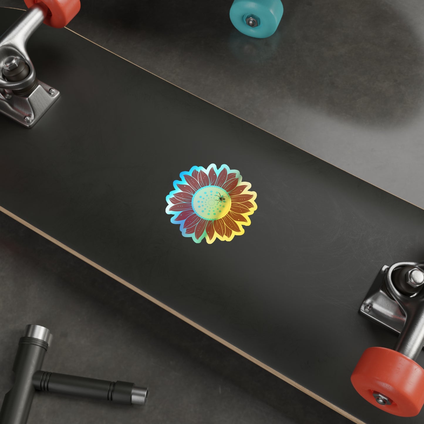 Sunflower Vibrant Holographic Floral Die-Cut Stickers, Fun Decor for Laptops, Skateboards, Gifts, Journals, Scrapbooking