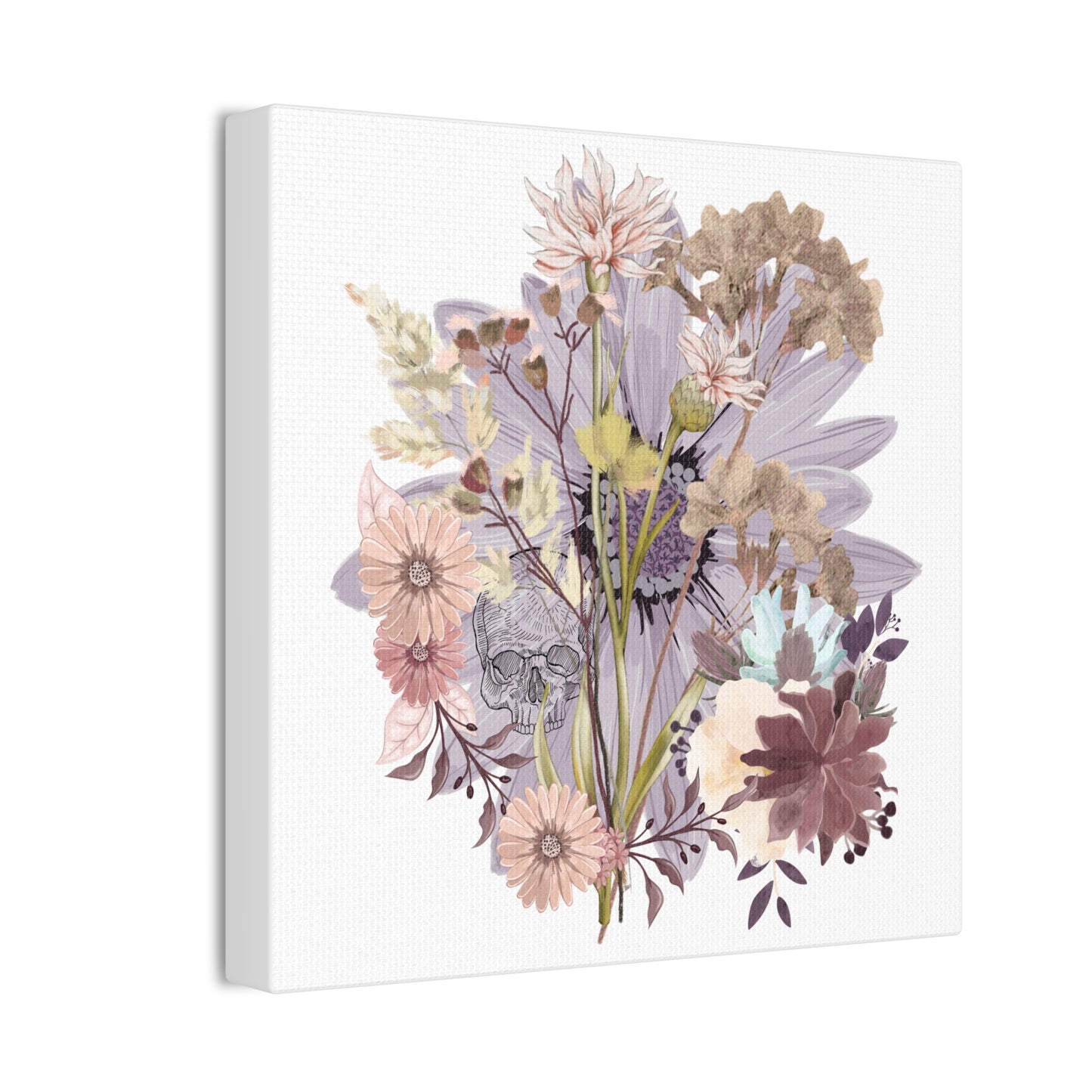 Floral Skull Canvas Art, Wall Decor, Modern Home Decor, Gift for Her, Nature-Inspired Wall Art, Boho Art Print