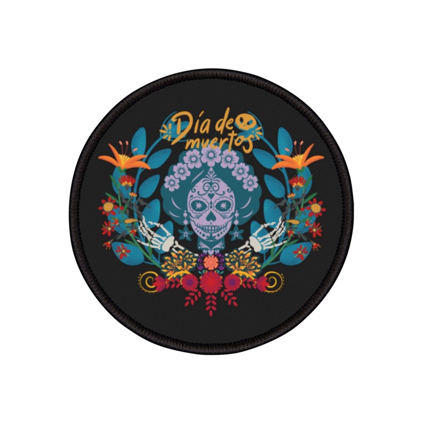 Colorful Día de Muertos Iron-On Patches | Customizable Denim & Jackets | Unique Gifts, Halloween Decor, Arts & Crafts