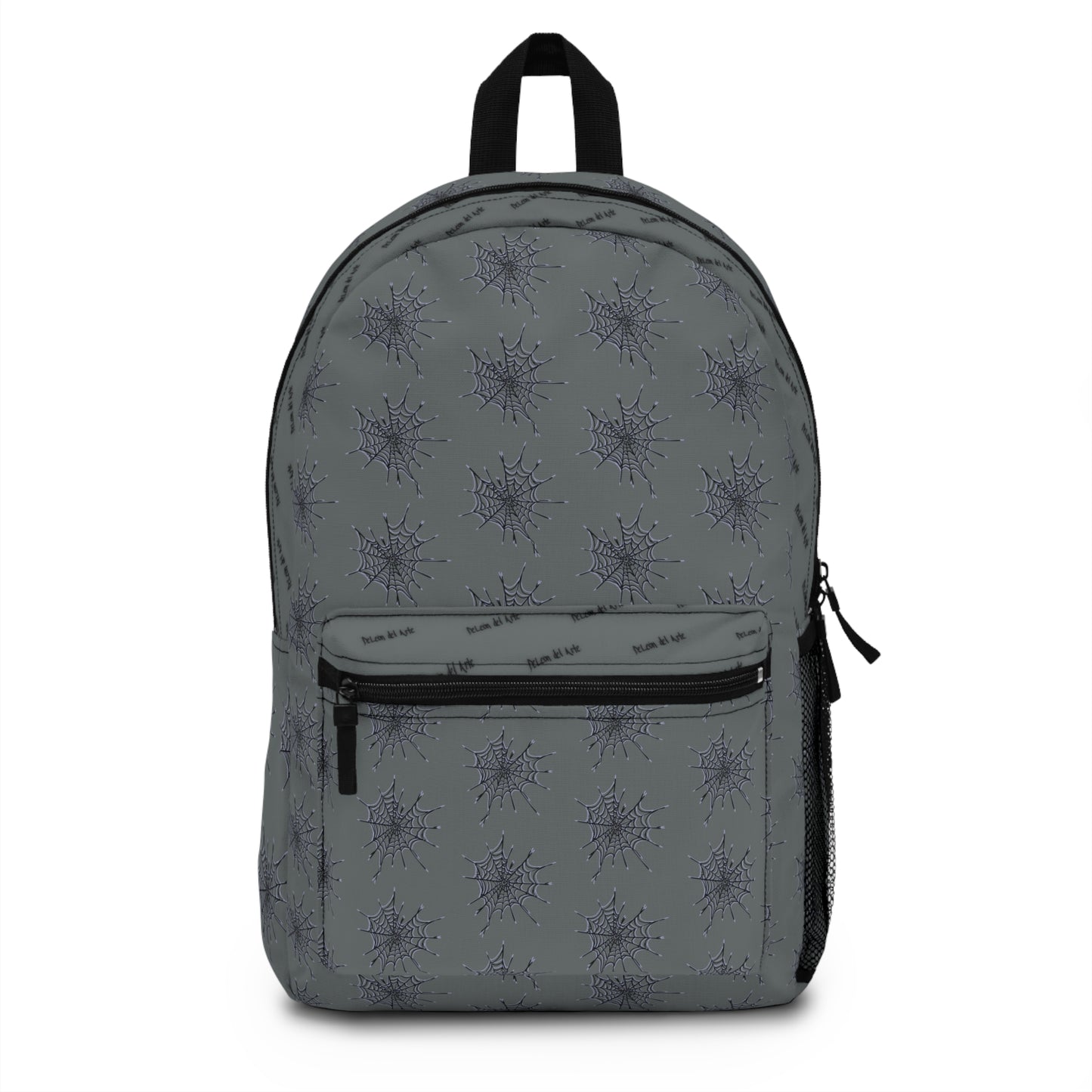 Dark grey and Purple Heart Web Backpack for Students, Stylish School Bag, Art Tote, Unique Gift for Teens, Boho Travel Accessory