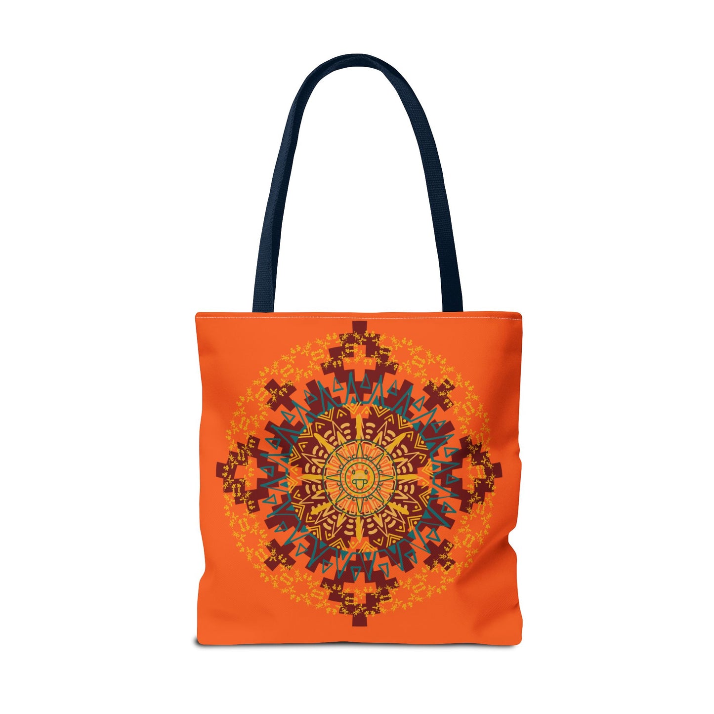 Vibrant Aztec/Mayan Calendar Inspired Mandala Tote Bag | Eco-Friendly Shopping Bag, Beach Bag, Gift for Her, Boho Style, Art Print Bag