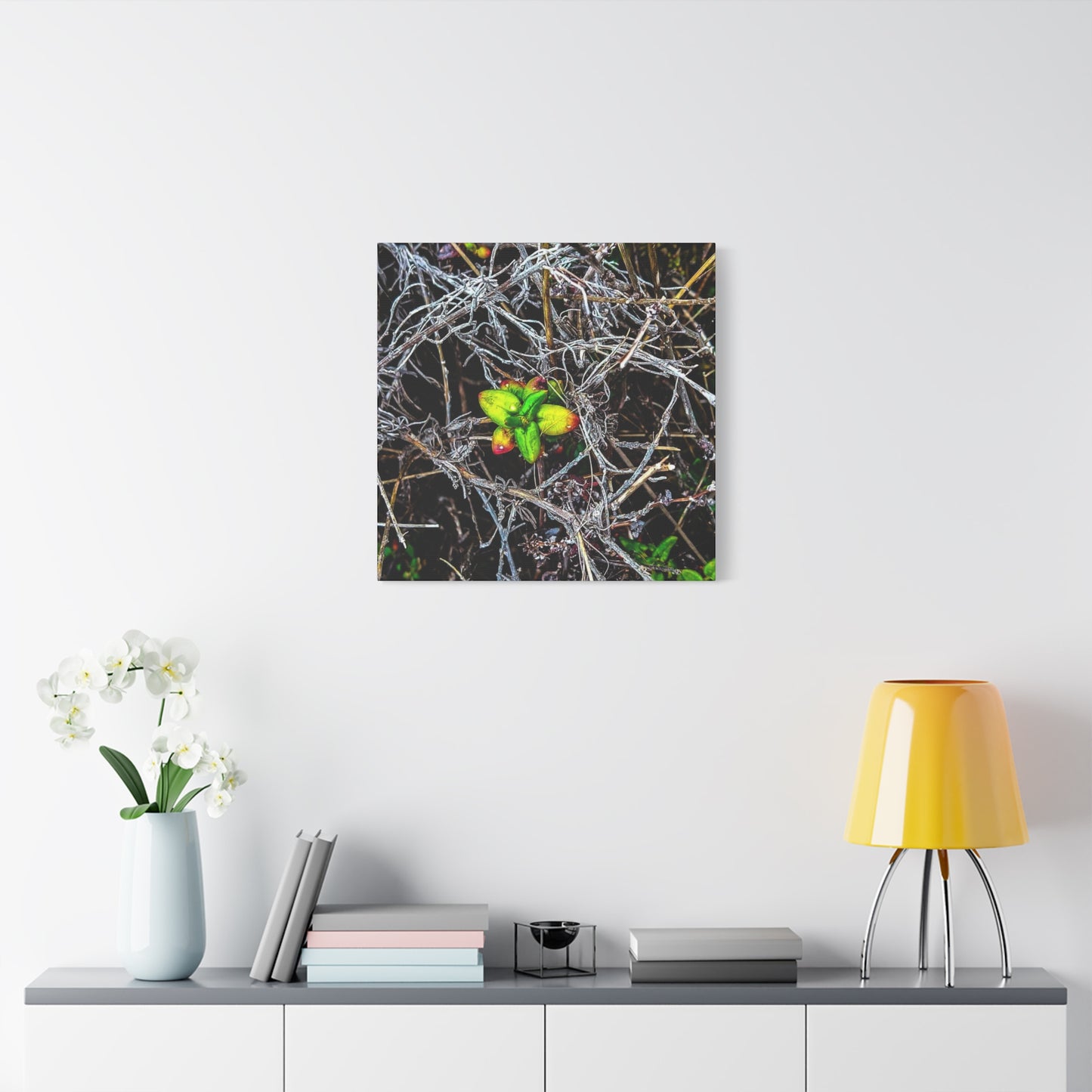 Vibrant Nature Art Canvas, Green Buds Home Decor, Botanical Wall Art, Gift for Plant Lovers, Modern Interior Decor
