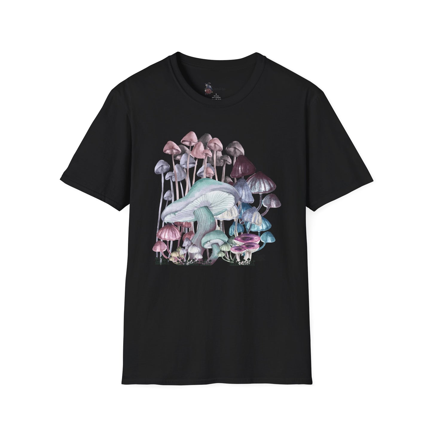 Mushroom Art Unisex T-Shirt - Softstyle Tee for Nature Lovers, Eco-Friendly Fashion, Gift for Friends, Boho Style, Music Festivals