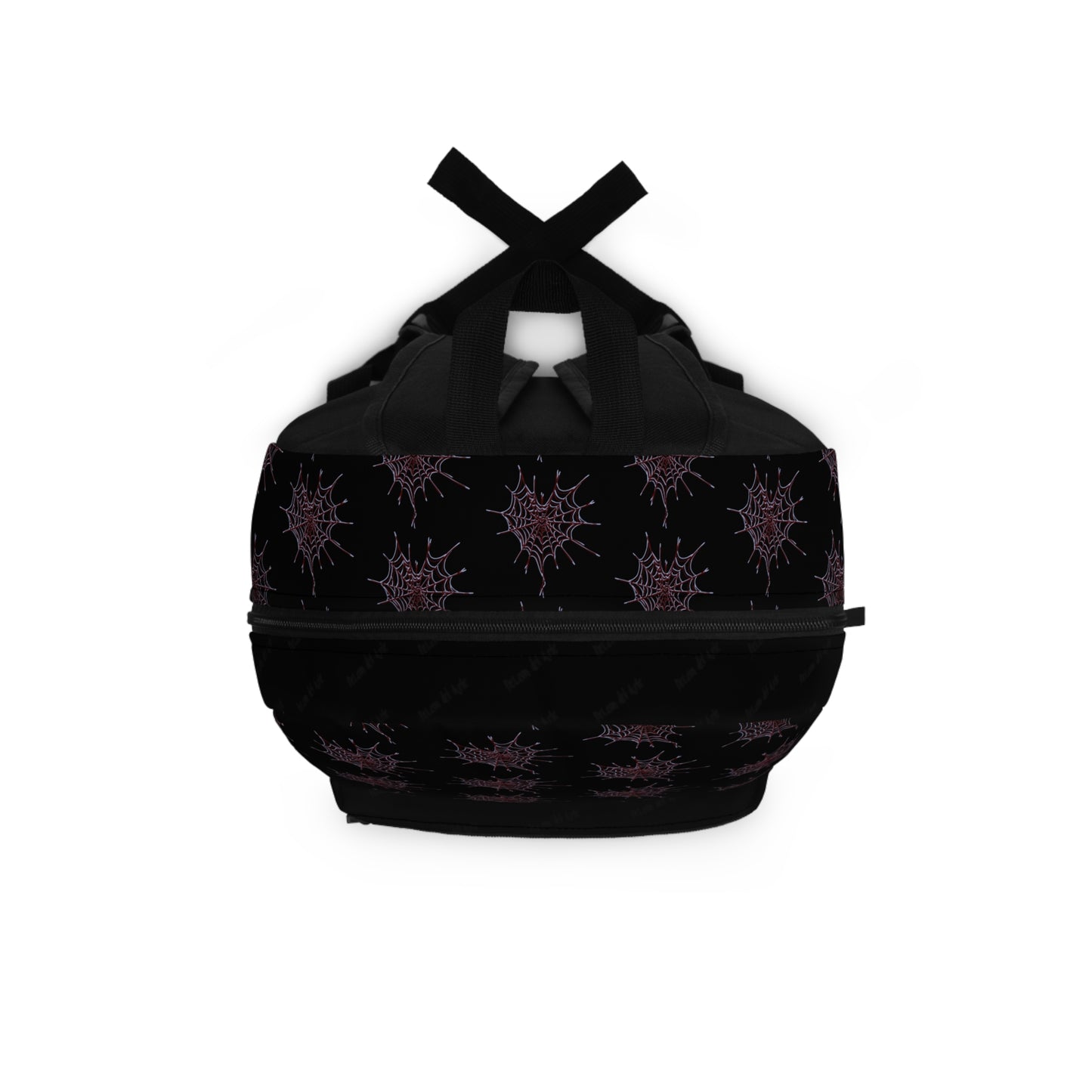 Black and red Heart Web Backpack for Students, Stylish School Bag, Art Tote, Unique Gift for Teens, Boho Travel Accessory