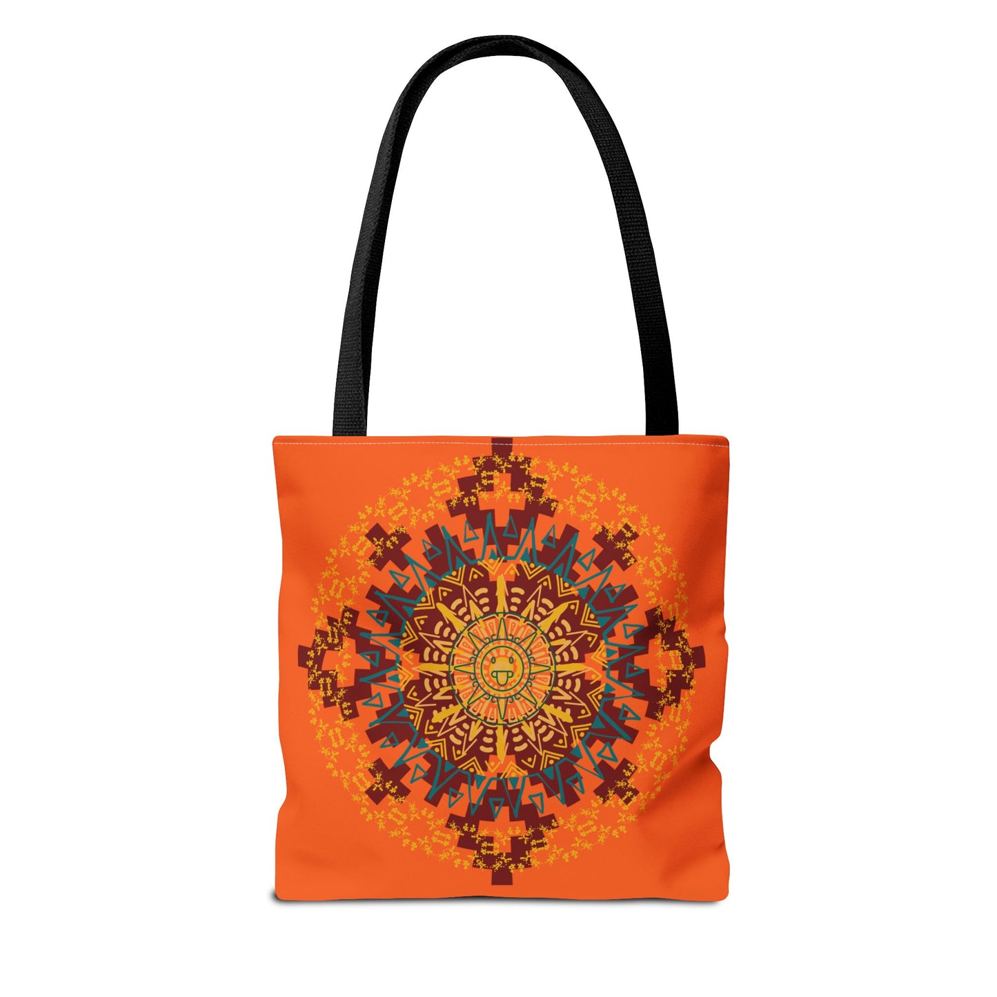 Vibrant Aztec/Mayan Calendar Inspired Mandala Tote Bag | Eco-Friendly Shopping Bag, Beach Bag, Gift for Her, Boho Style, Art Print Bag