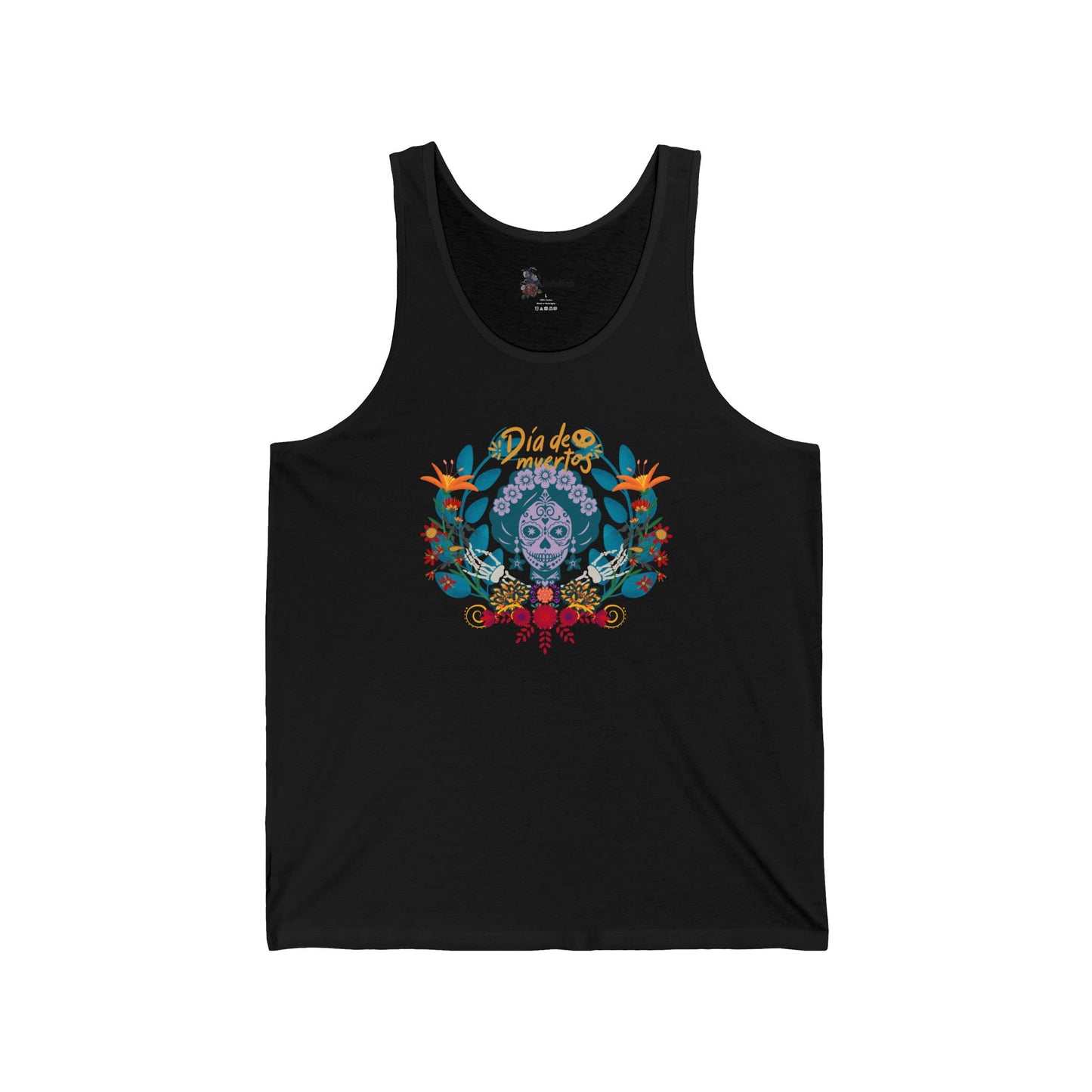 Floral Skull Tank Top, Summer Tee, Unisex Jersey Tank, Bohemian Apparel, Festival Wear, Gift for Him or Her
